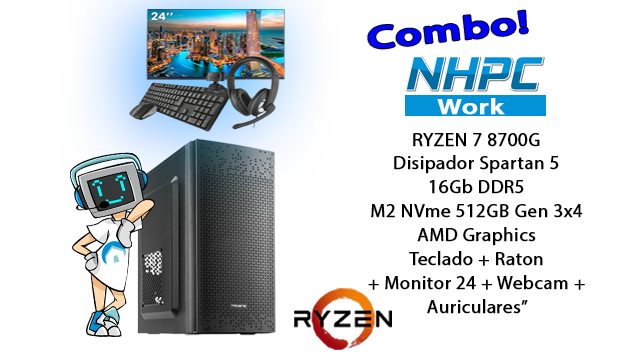 Combo! Pc NHPC Work Zulu AMD Ryzen 7 8700G / 16GB / 512GB